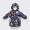 thumbnail image 2 of Favoffer Kids' Winter Thickened Coat Boys Girls Mid-Length Hooded CottonGraffiti Print Pocketed Long-Sleeve Jacket for Daily Outdoor Play Photo Toddler 2-10Y, 2 of 4