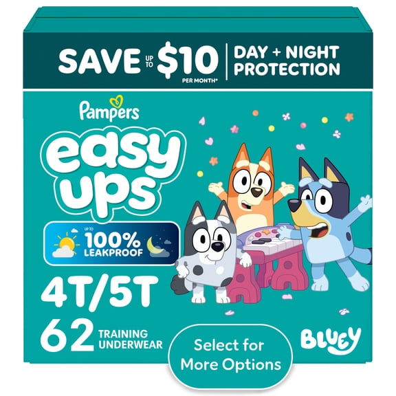 Pampers Easy Up Training Pants Size 6 (4T5T), 62 Count