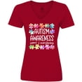thumbnail image 3 of Inktastic Autism Awareness Support and Understanding Puzzle Pieces Women's V-Neck T-Shirt, 3 of 5