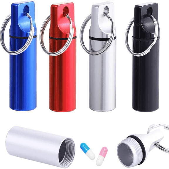 BE-TOOL Mini Aluminum Keychain Pill Container Medication Pill Case Box ...