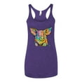 thumbnail image 3 of Dean Russo The Pig Animal Lover Tri-Blend Racerback Tank Top, Purple Rush, X-Large, 3 of 6