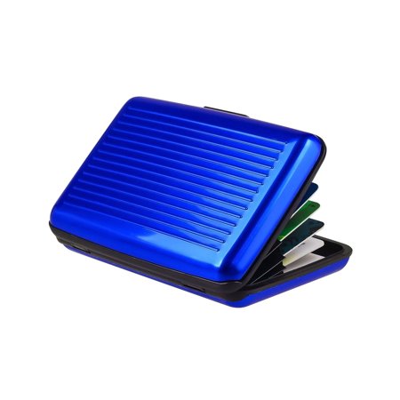 Zodaca Blue Business Aluminum ID Credit Card Wallet Case Holder Metal Box (Best Credit Card Bins)