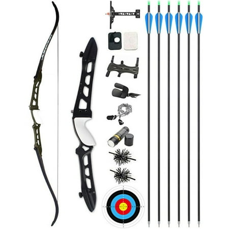 68 inch Recurve Bow Takedown 18-40lb Aluminum Riser Archery Target Hunting Shooting F158(black)