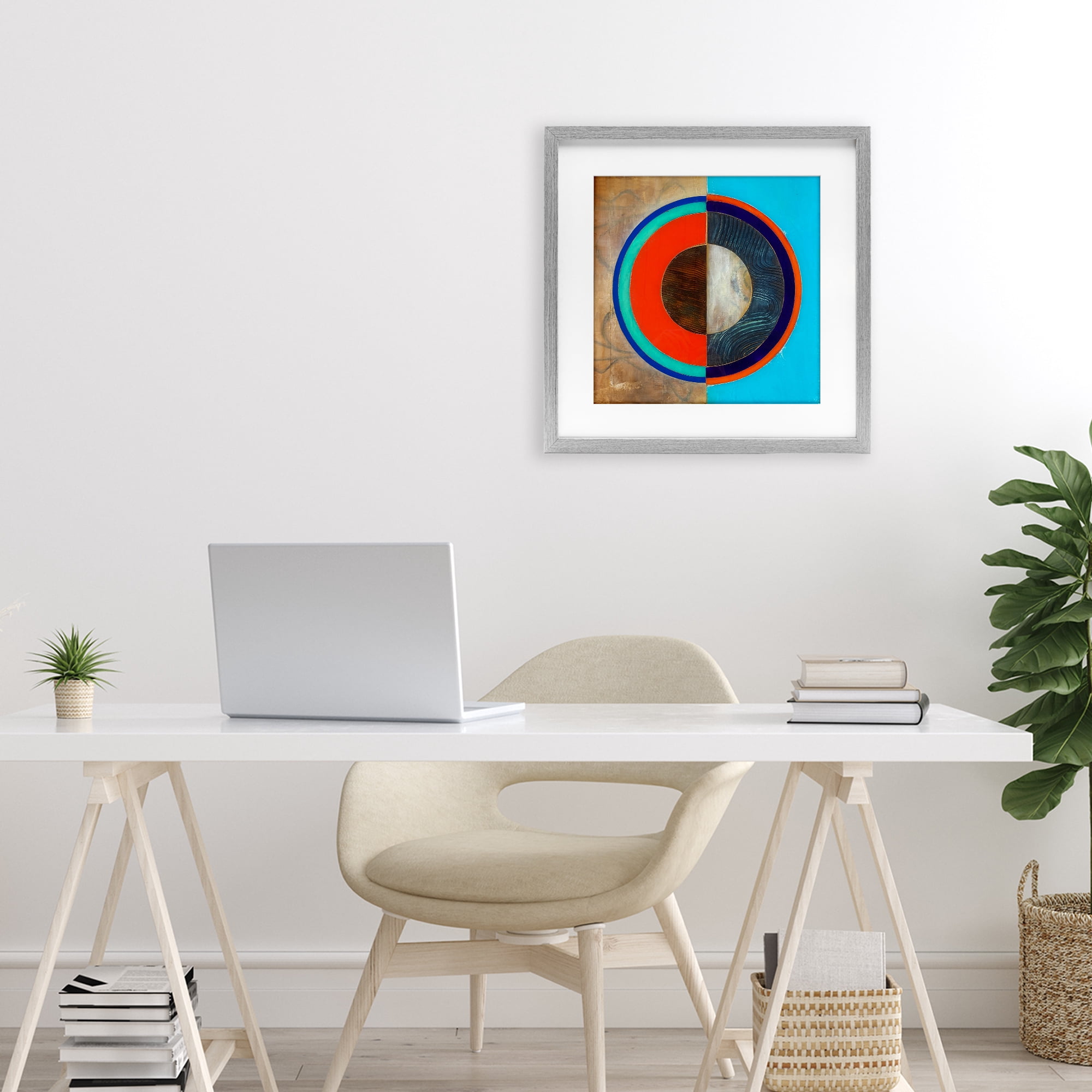 Stupell Industries Red Arc Summer Circle Gray Framed Print Under Glass, design by Matthew Finger