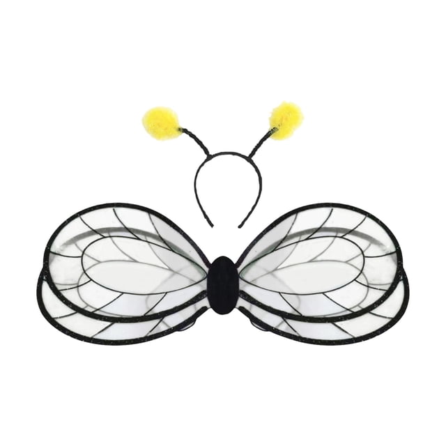 Disfraz de ala de abeja de poliéster con diadema para Halloween familiar negro