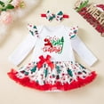 thumbnail image 4 of DHFJKG Christmas Girls Bodysuits Lace Trim Dress Long Sleeve Cute Cartoon Print Romper With Hairband 2 Piece Sets For Baby 1-12M Party Holiday Festive Wear Xmas Soft One-Pieces, 4 of 5