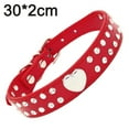 thumbnail image 2 of 2 row rhinestone shiny heart rivet leather dog strap dog collar for small size, 2 of 5