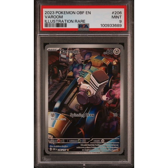 Graded 2023 Pokemon Obsidian Flames Varoom Illustration Rare #206 PSA 9 Trading Card