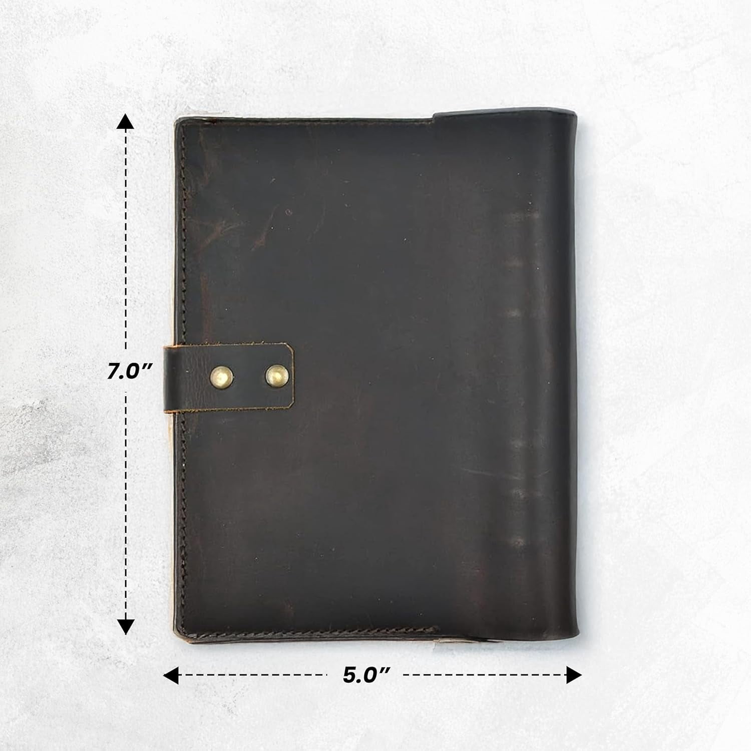 Store Indya Genuine Leather A6 Size Refillable Ring Binder Journal, Adult, with 1 Diary, Black, 8 x 6 Inches