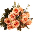 thumbnail image 2 of Artificial Rose 6pcs Open Flower Realistic Blossom Roses Bouquets for DIY Fall Wedding Centerpieces - Orange, 2 of 2