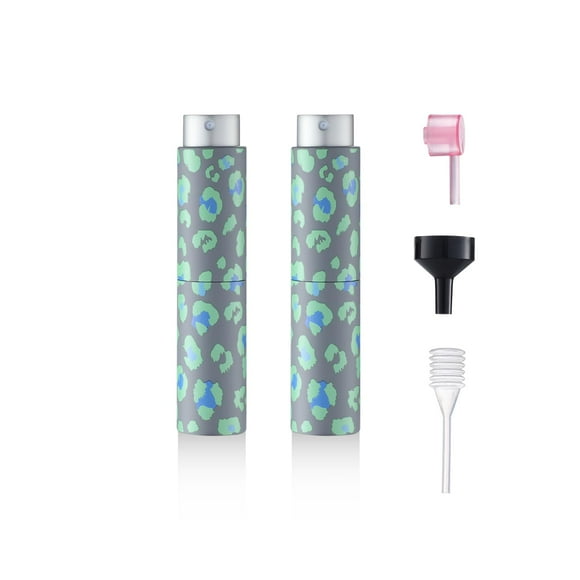 IRON BILL 8ML Travel Perfume Bottle Refillable (Leopard Print) Mini Portable Atomizer Spray Bottle for Cologne and Perfume (2pcs Grey)