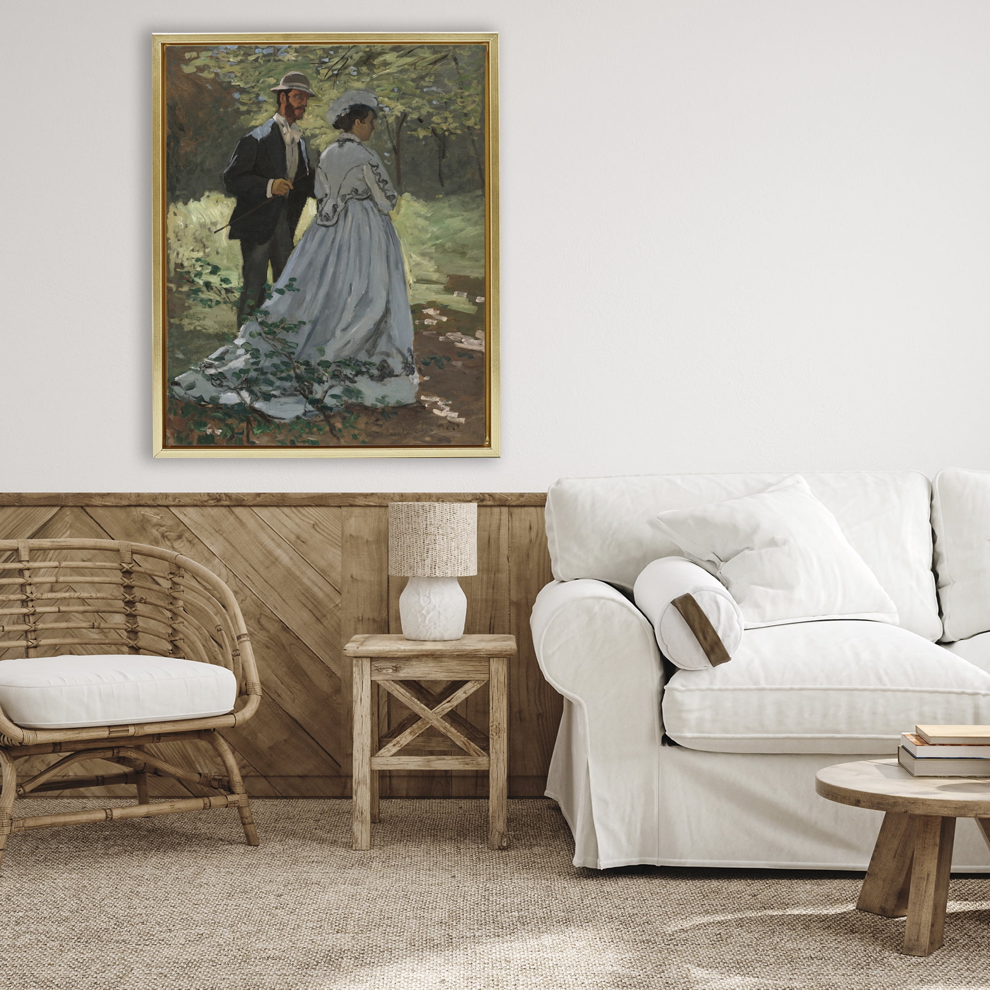 Stupell Industries Bazille & Camille in Nature Gold Framed Floater Canvas Wall Art, design by Tina LeCour