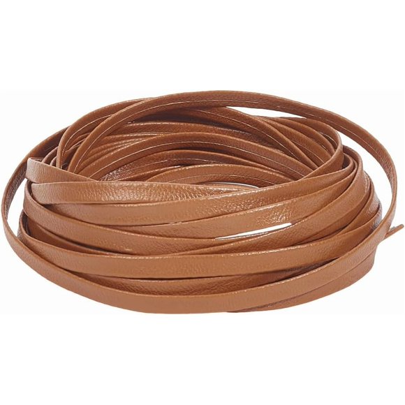 5.5 Yards 5mm Soft Leather Lace Strip 1mm Thick Flat Leather Cord Double Sided Lychee Pattern Leather String Glossy PU Lambskin Leather Strap Foldover Thin Leather Lace for DIY Crafts Peru