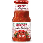 HERDEZ, Salsa Casera, Mexican Salsa, Tortilla Chip Dip, Hot, 16 oz Jar