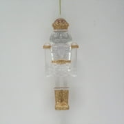 Holiday Time Clear / Gold Glitter Nutcracker Ornament