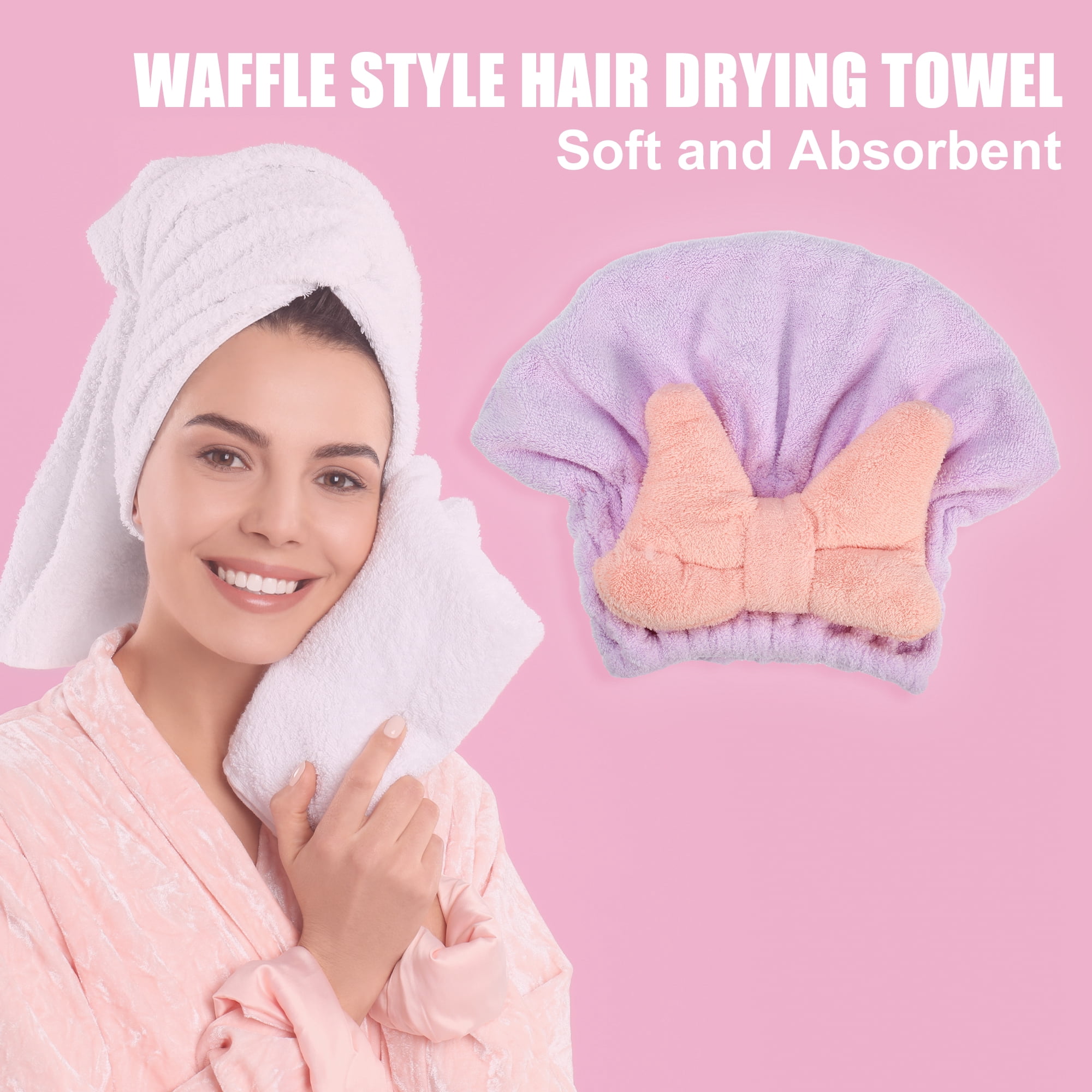 Unique Bargains Coral Fleece Quick Drying Lightweight Hair Drying Towel Cap Purple
