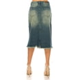 thumbnail image 5 of Be-Girl Women's Distressed Denim Midi Skirt,Mid-Rise with Frayed Hem and Ripped - SG-79149, 5 of 5