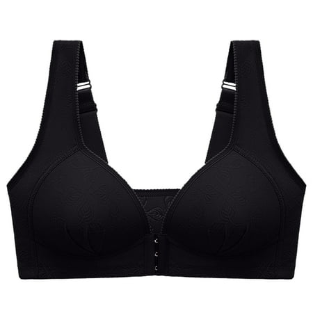 

Hfyihgf On Clearance Minimizer Bras for Women s Easy On Front Close Wirefree Lace Bra Unpadded Full-Coverage Lifting Everyday Bras(Black L)
