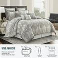 thumbnail image 6 of Lanco Smoke Grey Comforter Set California King Size, 9 Piece Jacquard Floral Bedding Set, All Season, Ultra-Soft, Matching Pillows & Shams, Bed Skirt, 6 of 7