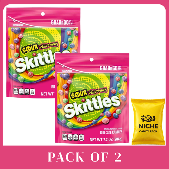 Skittles Sour Wild Berry Grab N Go 7.2oz-2 pack-with candy pack