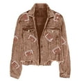 thumbnail image 5 of Womens Cardigan Corduroy Football Sequin Jacket Baseball Casual Jacket Outerwear Coats, 5 of 5