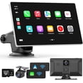 thumbnail image 1 of visualización portátil Apple Carplay para coche, 9 pulgadas, inalámbrica, Apple Carplay y Android Auto, cámara de salpicadero 4K, cámara de respaldo 1080p, DVR, receptores de audio de coche,, 1 of 5