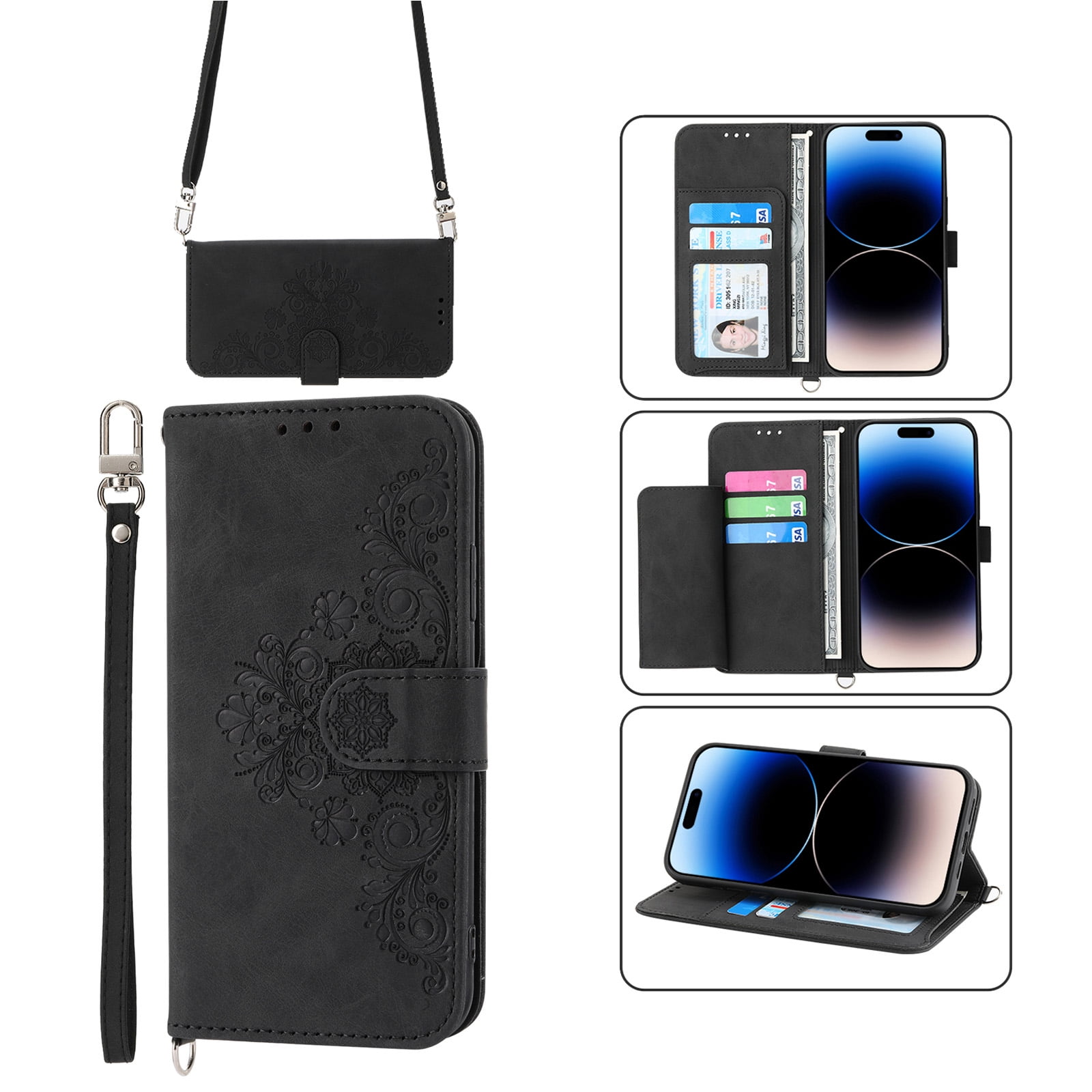 Mantto Wallet Crossbody Case for iPhone 13 Pro Max, Magnetic Flip