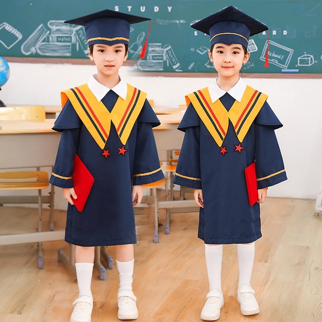 Tenue de Graduation pour Garçons Enfants Ensemble de Deux Pièces Bonnet et Robe de Graduation Cadeaux de Graduation pour Enfants 8-9 Ans Vêtements pour Enfants