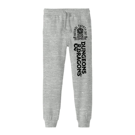 Bioworld Dungeons & Dragons Natural Twenty Crit Graphic with Logo Youth Athletic Heather Gray Jogger Pants-Medium