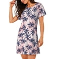 thumbnail image 2 of Easygdp Tropics Palm Trees Camisón de manga corta para mujer, informal, estampado, 2 of 6