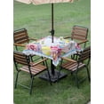 thumbnail image 3 of Spring Easter Outdoor Tablecloth - 60x60 Inch Square Dining Table Cover, Watercolor Flower Eggs Berry Leaf Blue Plaid Waterproof Outdoor Table Cloth with Umbrella Hole & Zipper for Picnic/Patio/Party, 3 of 7