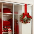 thumbnail image 6 of Yucurem 6PCS Christmas Mini Cabinet Wreaths with Ribbon Bows, Red Berry Small Window Wreaths for Window Door Farmhouse Wreath Christmas Party Decorations, 6 of 7