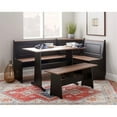 thumbnail image 2 of Linon Ardmore Pine Wood Corner Nook Dining Set with Storage in Black and Pecan, 2 of 20