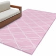 thumbnail image 2 of Pink Stripes Line Washable Area Rugs 4'x6', Country Abstract Art Waves Striped Classic Low Pile Throw Living Room Rug Non-Slip Sturdy Edge Binding Carpet for Indoor Entryway Bedside Kitchen, 2 of 9