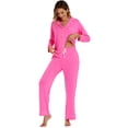 thumbnail image 5 of GEX Womens Bamboo Viscose Pajamas Super Buttery Soft 2 Piece PJ Set Button Long Sleeve Sleepwear Set (Rose S), 5 of 6