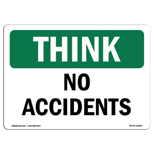 SignMission OS-TS-A-1218-L-11850 12 x 18 Po Signe de Réflexion - Pas d'Accidents