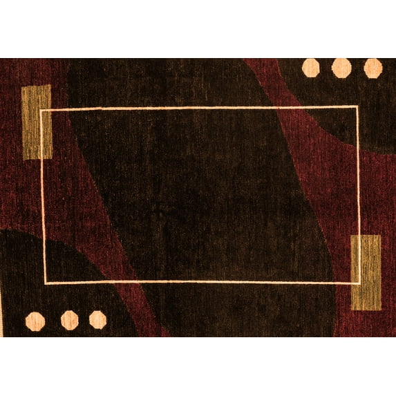 Ahgly Company Indoor Rectangle Oriental Orange Modern Area Rugs, 5' x 8'