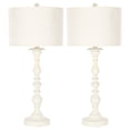 thumbnail image 1 of Safavieh Lighting Collection Mamie Cream Candlestick 33-inch Bedroom Living Room Home Office Desk Nightstand Table Lamp (Set of 2) - LED Bulbs Included, 1 of 4