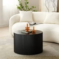 thumbnail image 2 of Williamspace Nesting Coffee Table Set of 2 Pieces, Modern Round MDF Tables, Embossed Design, Black, 2 of 8