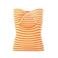 thumbnail image 6 of Aunavey Womens Striped Crisscross Knitted Crop Tube Top Hollow Out Sleeveless Strapless Cropped Tank Top Vest, 6 of 8