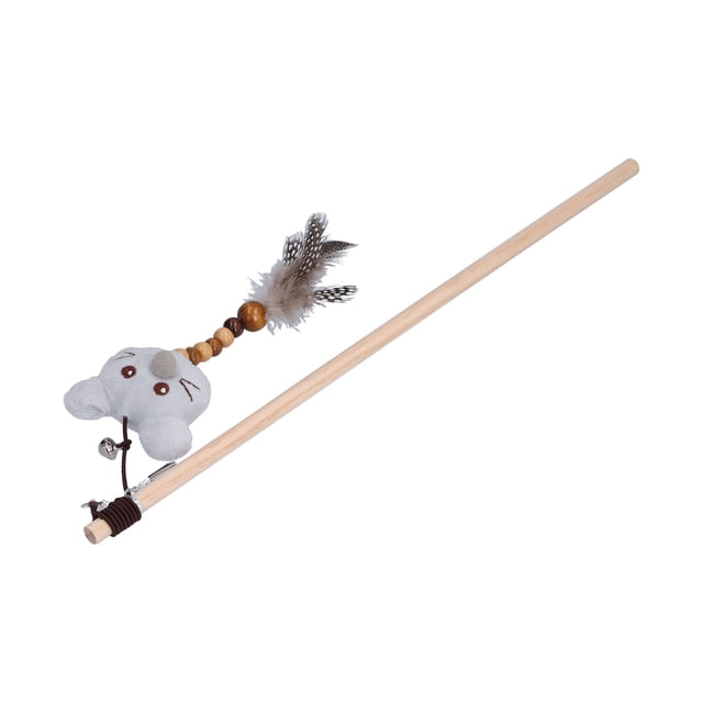 Jouets Attrape-Chat, Bâton en Bois Élastique Portable pour Chats Gris Souris