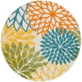 thumbnail image 2 of Nourison Aloha Floral 4' x Round Turquoise Multicolor Tropical Indoor/Outdoor Area Rug, 2 of 12