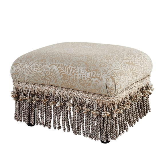 Large Ottomans, Fiona Accent Footstool Ottoman, Silvery-Blue Beige Paisley Jacquard, Beige Ottomans With Storage,Fabric Fabric Ottomans, Furniture Primary Living Space Ottomans