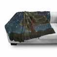 thumbnail image 3 of Nature Soft Flannel Fleece Throw Blanket, Funk Art Vibrant Starry Night Sky Puffy Clouds Tree Illustration Print, Cozy Plush for Indoor and Outdoor Use, 60" x 80", Multicolor, by Ambesonne, 3 of 6