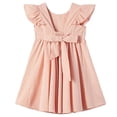 thumbnail image 4 of Loopsun 1-8 Years Girls Short Sleeve Ruffle Sleeves Open Back Solid Summer Dress Watermelon Red, 1-2 Years, 4 of 4