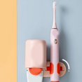thumbnail image 4 of Estante de almacenamiento con taza para uso doméstico Soporte funcional para cepillos de dientes de pared de color rosa y naranja, 4 of 7
