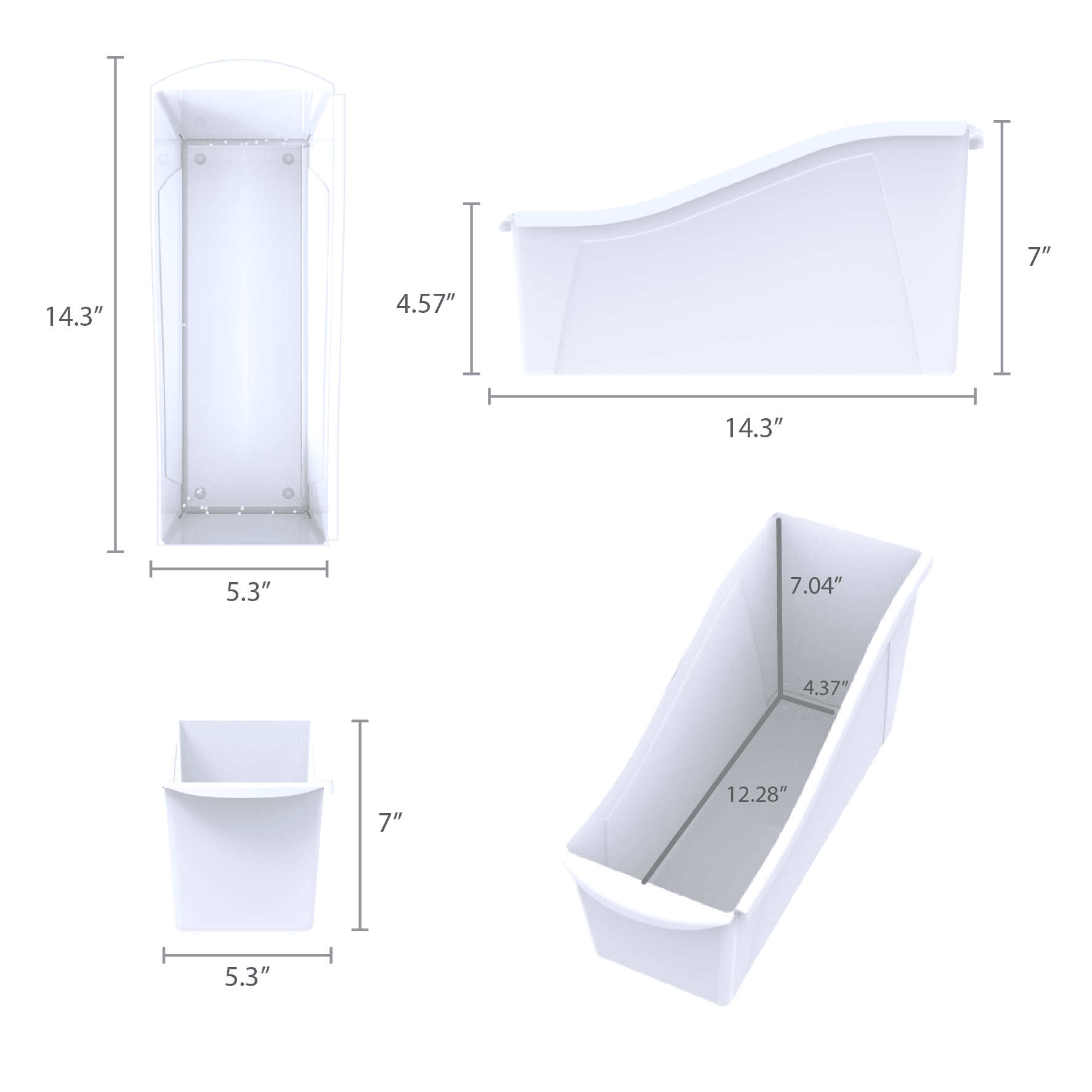 Pen+Gear Plastic Desktop Book Organizer Bin, Arctic White, 6-Pack