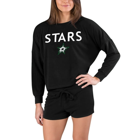 Women's Concepts Sport Black Dallas Stars Gather Long Sleeve Top & Shorts Set
