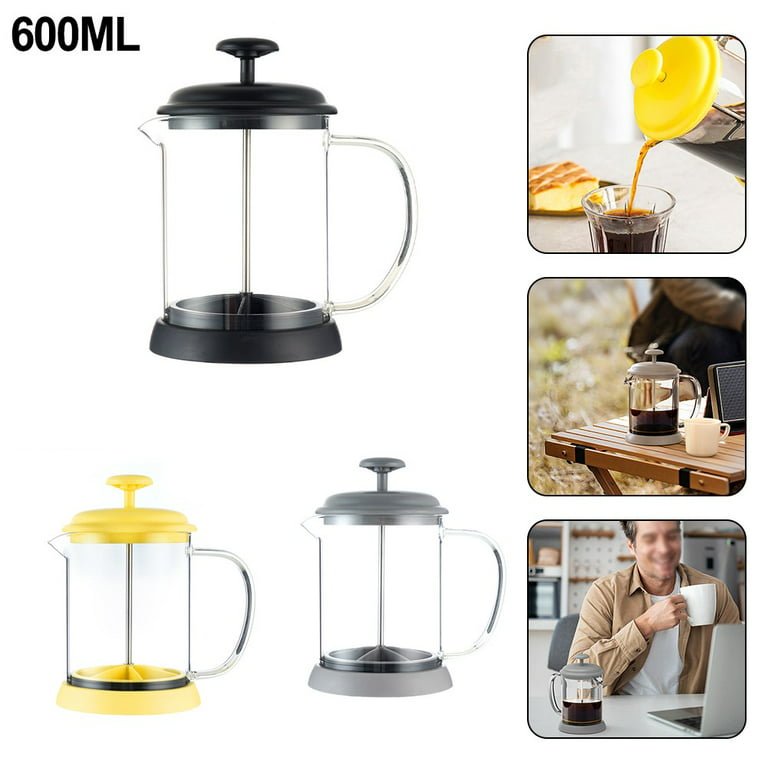 YMMIND French Press Coffee Maker 304 Stainless Steel Coffee Press,with 4  Filters System, Heat Resistant Thickness Borosilicate French Press Glass