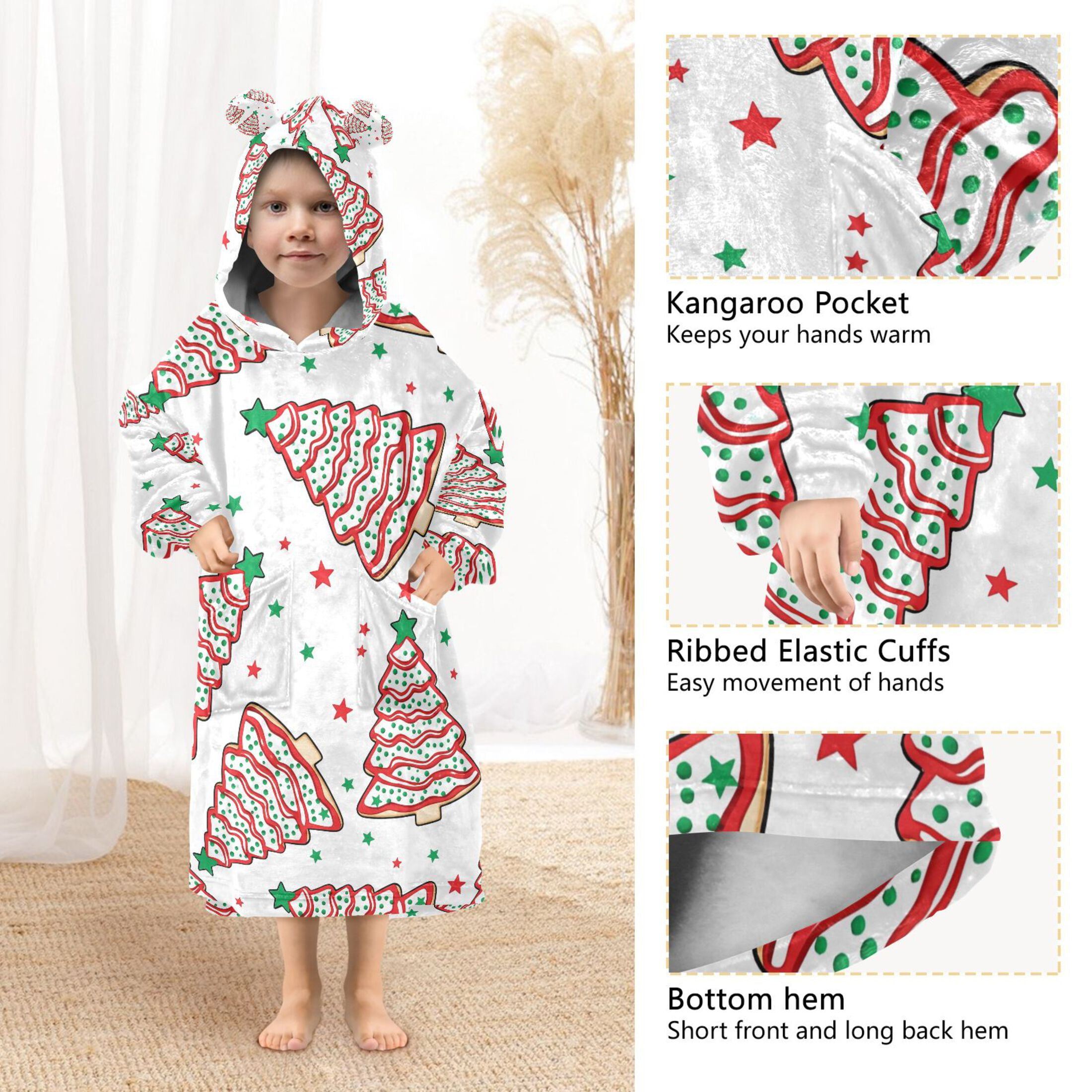 joogoo Wearable Blanket Hoodie for Christmas Tree Cakes Oversized Sherpa Hooded 3-14 YR M